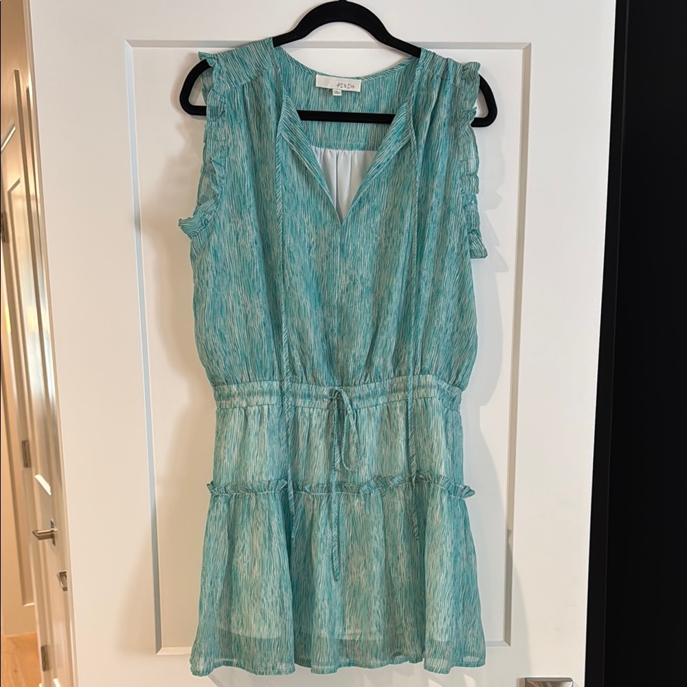 PINCH Aqua Blue Sleeveless Dress with ruffle